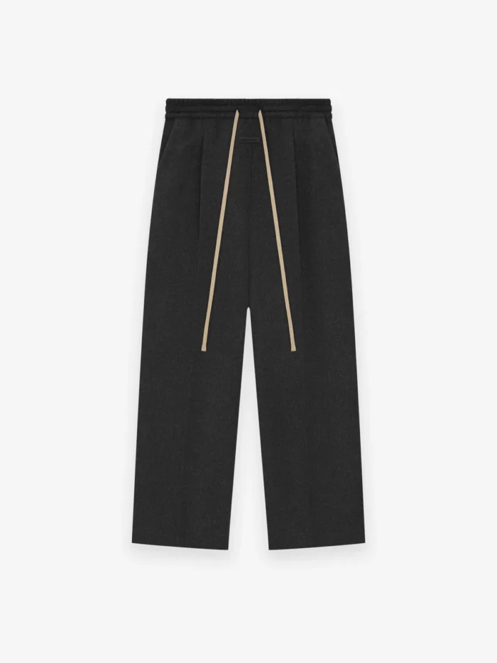 Brushed Wool Cashmere Wide Leg Black Pants