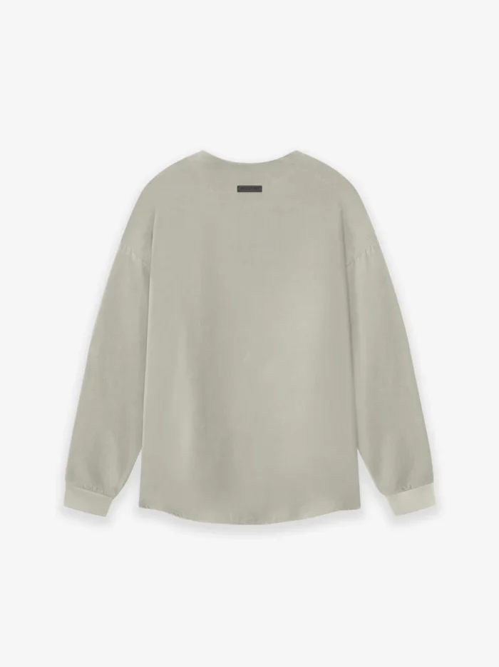 Corduroy Straight Neck LS Grey Top