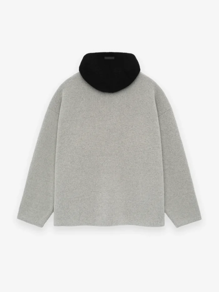 Merino Boucle Polo Grey Hoodie