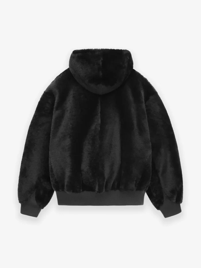 Shearling Hooded Black Bomber