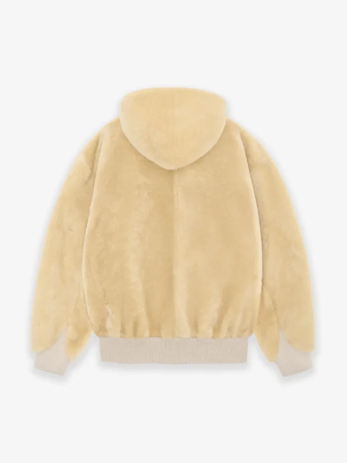 Shearling Hooded Cream Bomber