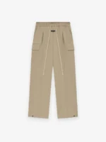 Weighted Twill Wide Leg Cargo Beige Pants