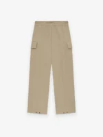 Weighted Twill Wide Leg Cargo Beige Pants