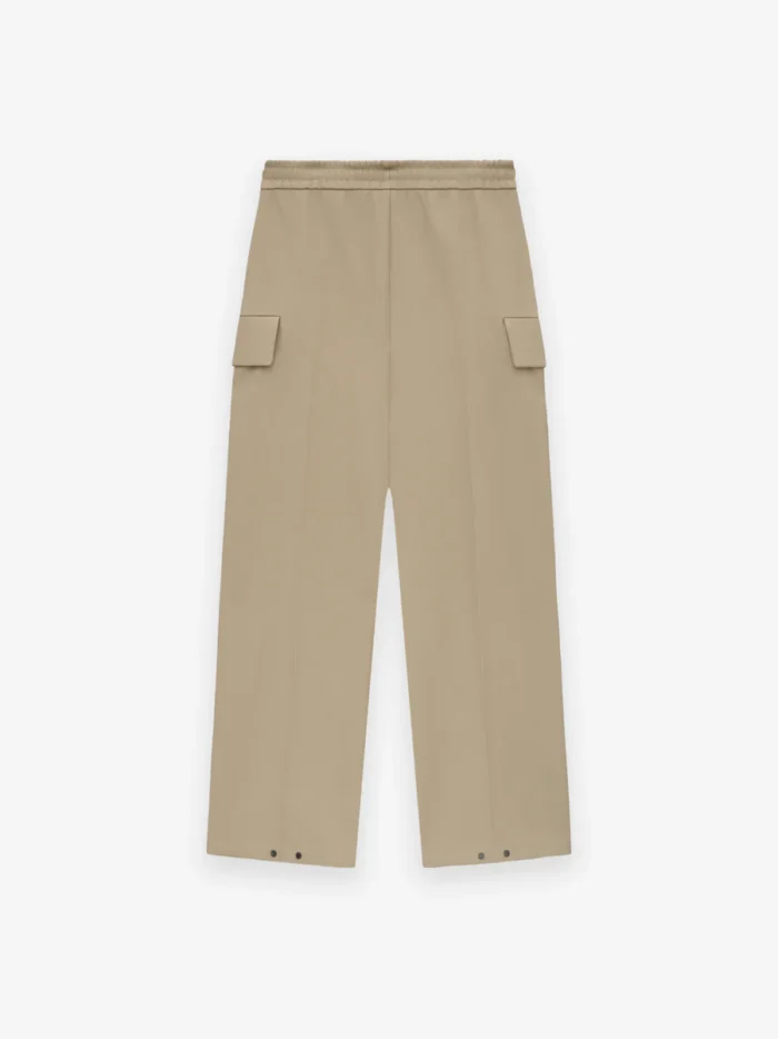 Weighted Twill Wide Leg Cargo Beige Pants