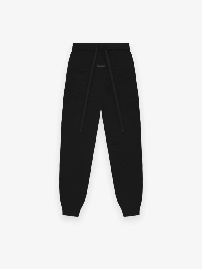 Womens Waffle Fitted Black Sweatpant