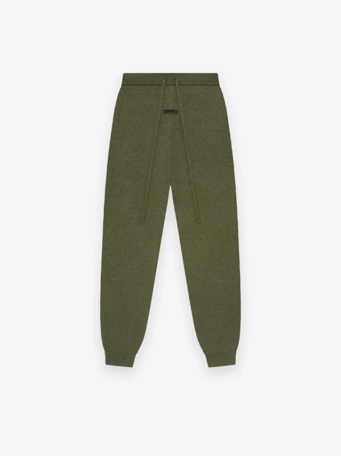 Womens Waffle Fitted Green Sweatpant