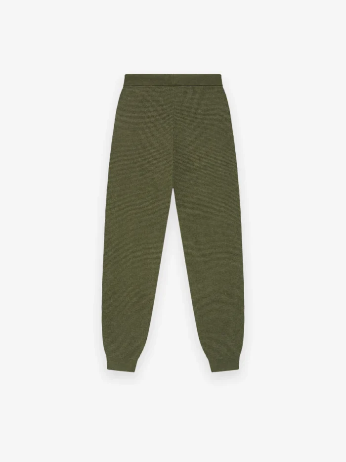 Womens Waffle Fitted Green Sweatpant